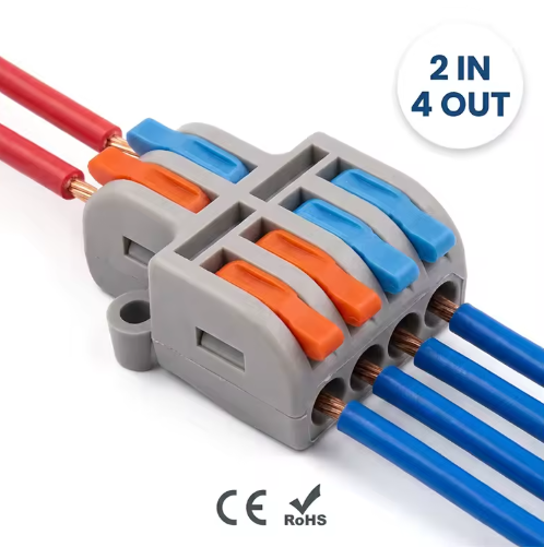2 In 4 Out Lever Wire Connectors (10PK)